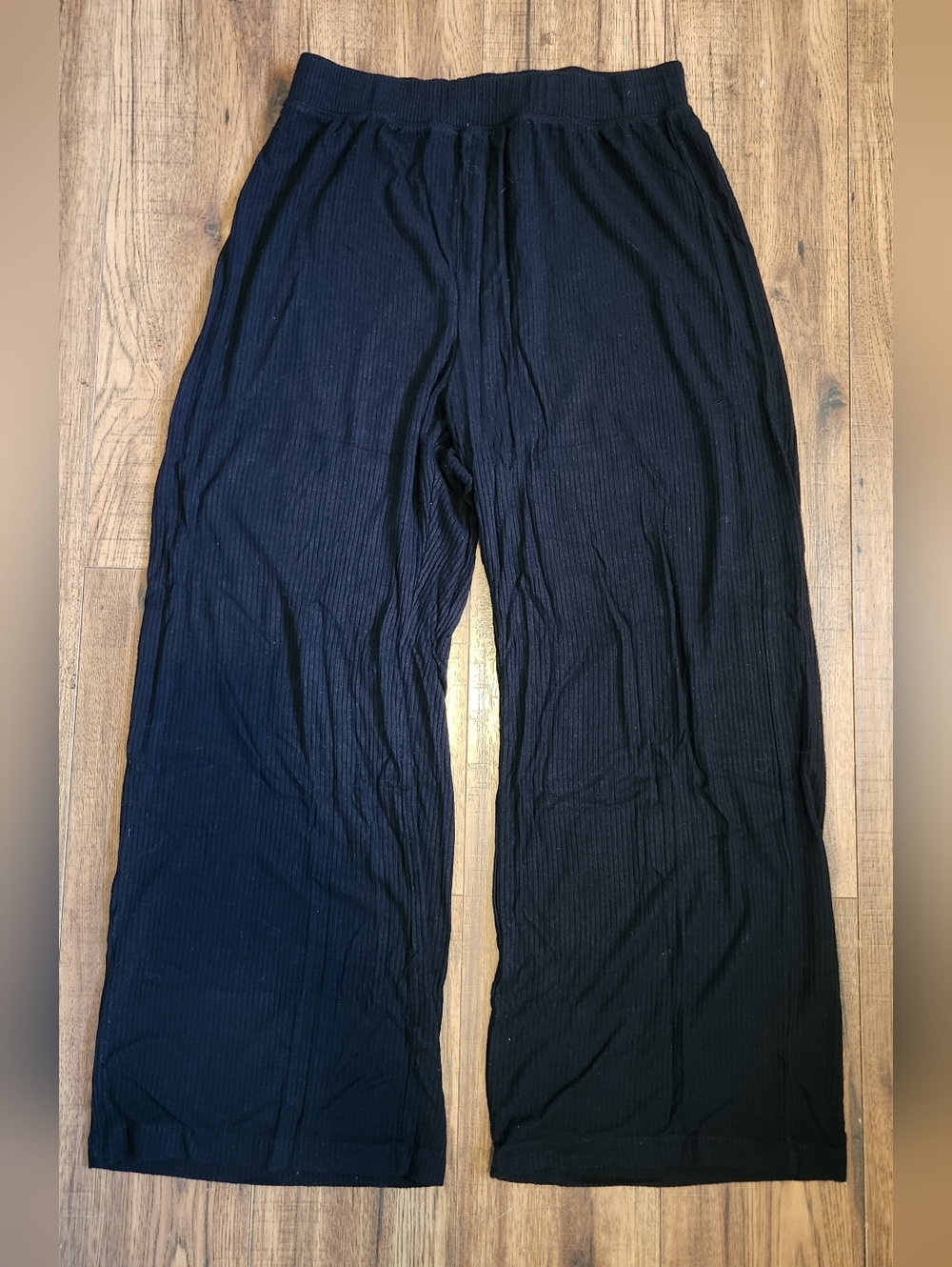 H&M Black Ribbed Lounge Pants with Drawstring